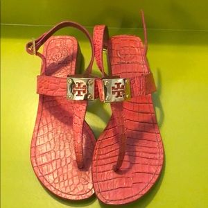 Tory Burch Pink Snakeskin Sandals